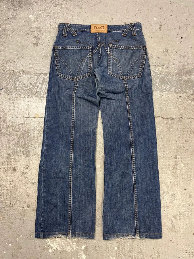 SS2006 Dolce & Gabbana Avant-Garde Blue Twisted Denim Jeans (S) 1