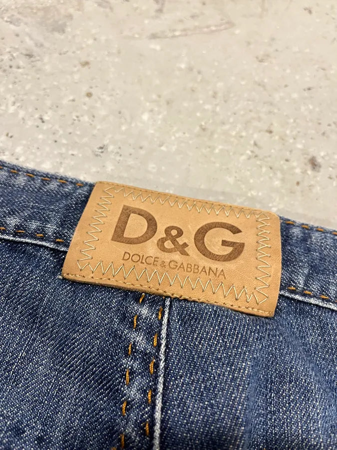 SS2006 Dolce & Gabbana Avant-Garde Blue Twisted Denim Jeans (S) 10