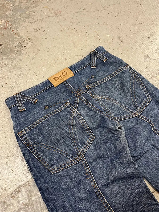 SS2006 Dolce & Gabbana Avant-Garde Blue Twisted Denim Jeans (S) 8