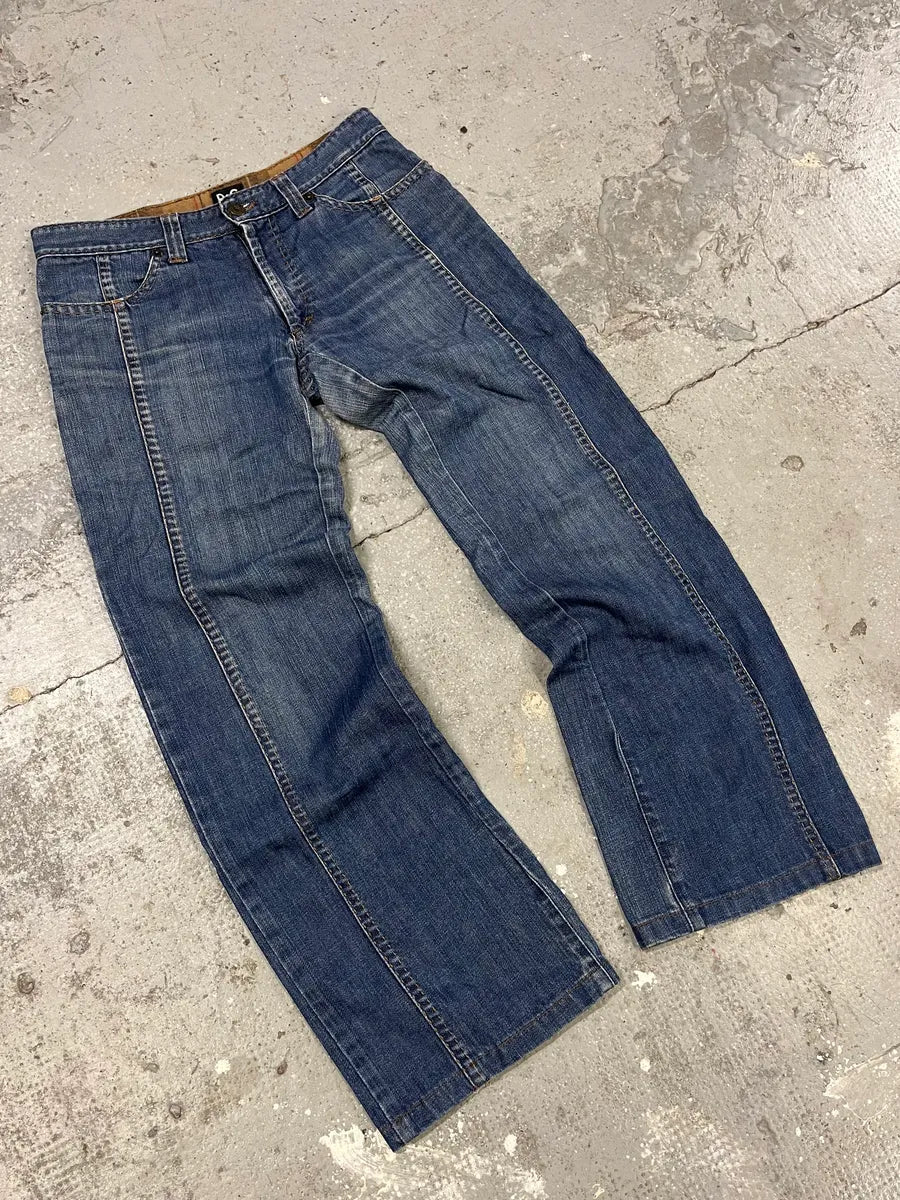 SS2006 Dolce & Gabbana Avant-Garde Blue Twisted Denim Jeans (S) 9