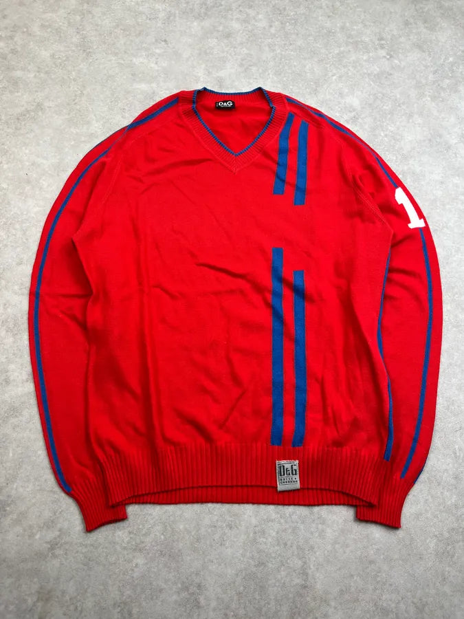 SS2006 Dolce & Gabbana Back Number Red Wool Sweater PoogCDz 0