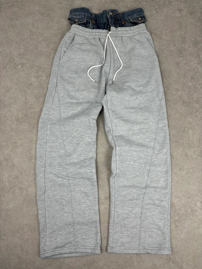 SS2006 Dolce & Gabbana Beige Denim Hybrid Jogger Pants HIadVCt 0