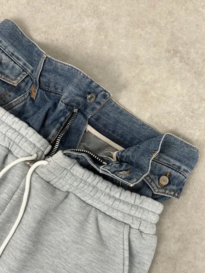SS2006 Dolce & Gabbana Beige Denim Hybrid Jogger Pants HIadVCt 10