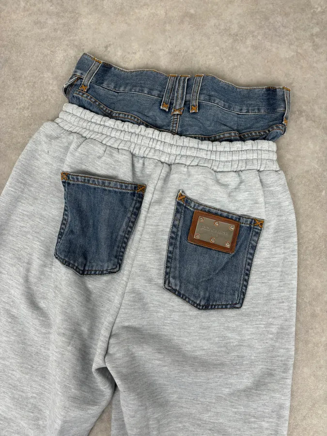 SS2006 Dolce & Gabbana Beige Denim Hybrid Jogger Pants HIadVCt 7