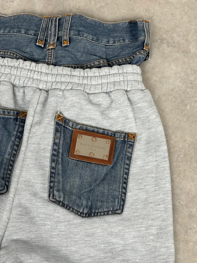 SS2006 Dolce & Gabbana Beige Denim Hybrid Jogger Pants HIadVCt 8