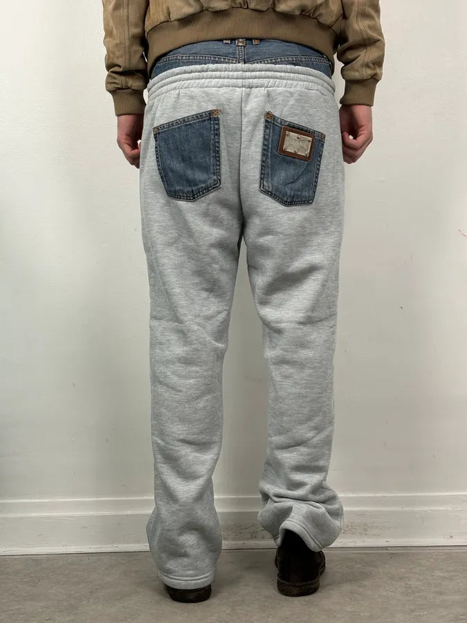 SS2006 Dolce & Gabbana Beige Denim Hybrid Jogger Pants HIadVCt 4