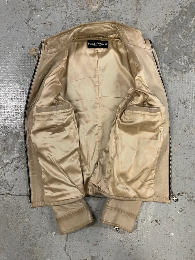 SS2006 Dolce & Gabbana Beige Leather Jacket (M) 4