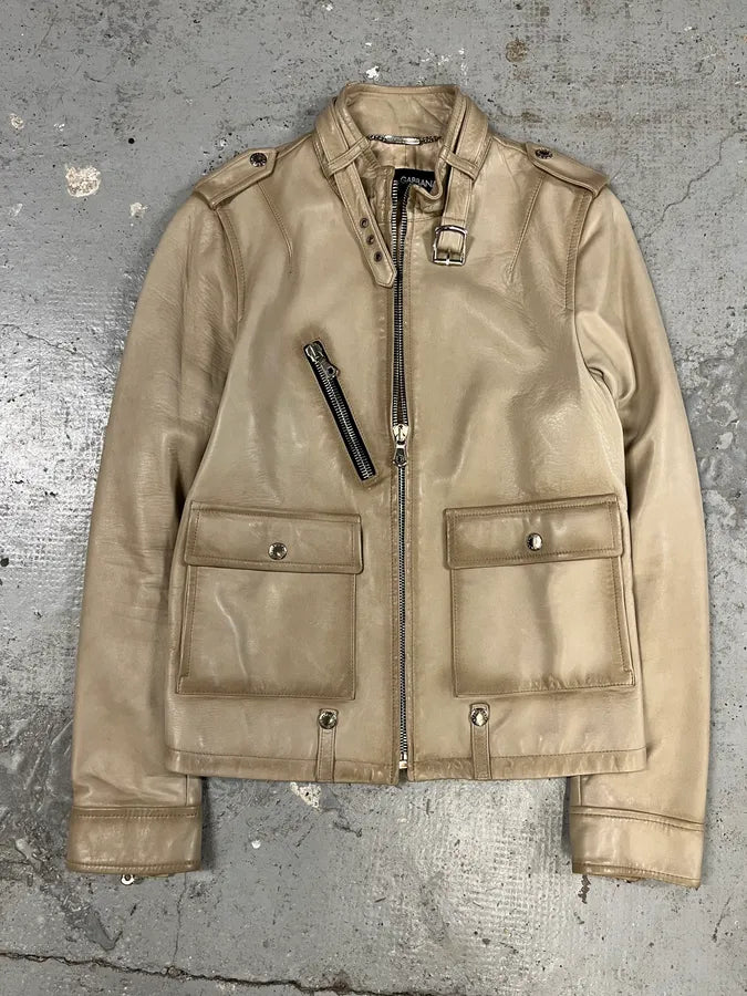 SS2006 Dolce & Gabbana Beige Leather Jacket (M) 7