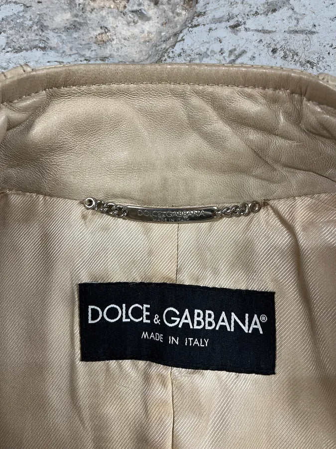 SS2006 Dolce & Gabbana Beige Leather Jacket (M) 9