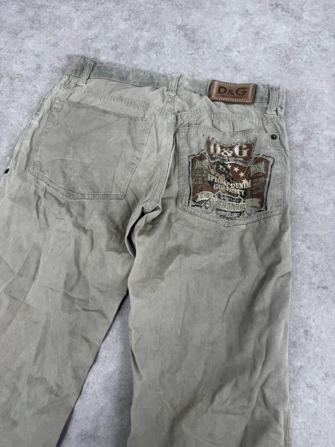 SS2006 Dolce & Gabbana Beige Signature Cozy Pants vdDZVKp 6
