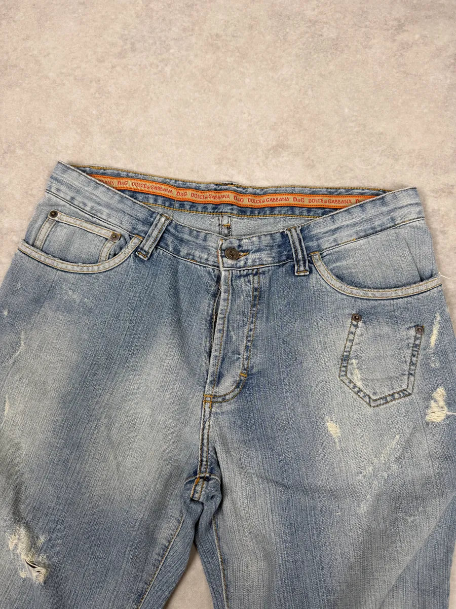 SS2006 Dolce & Gabbana Blue Distressed Contemporary Denim Jeans SZNbrIp 10