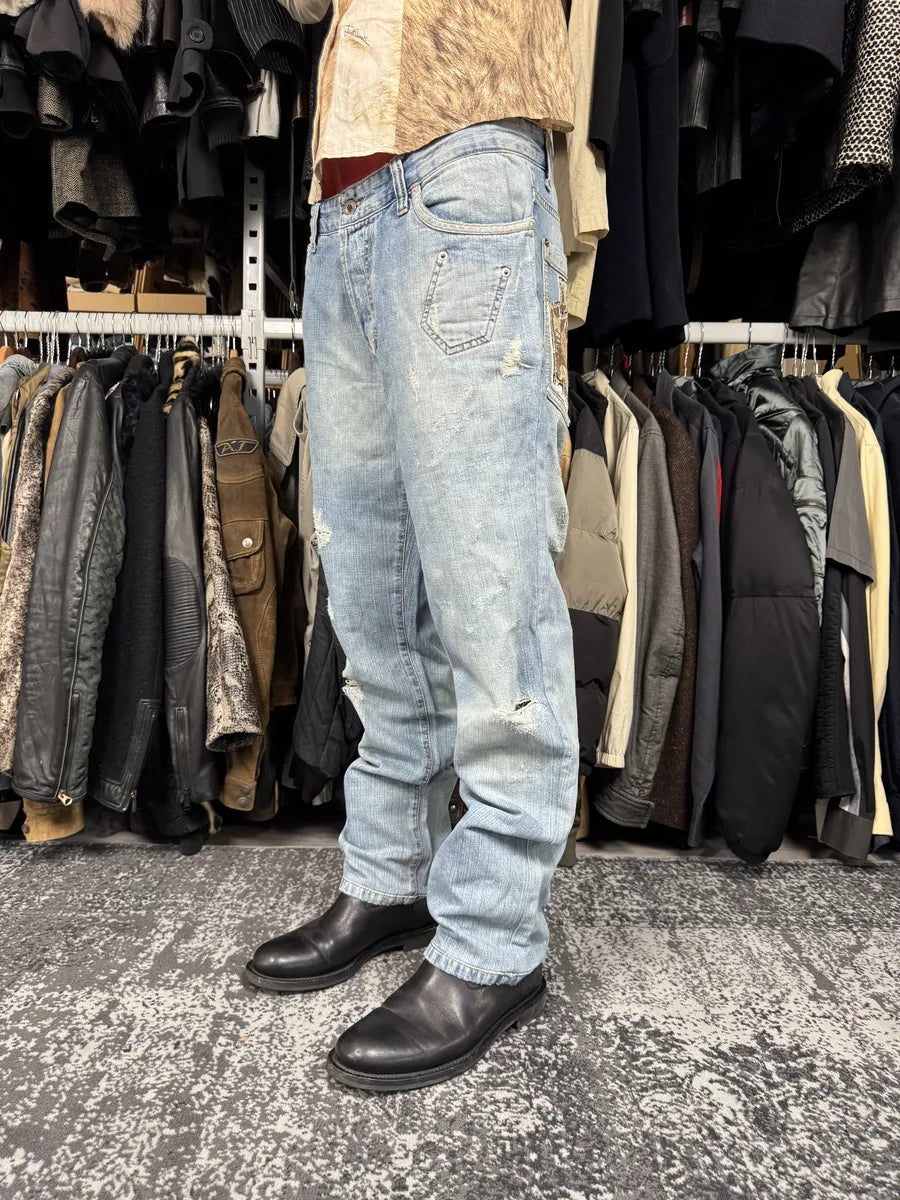 SS2006 Dolce & Gabbana Blue Distressed Contemporary Denim Jeans SZNbrIp 2