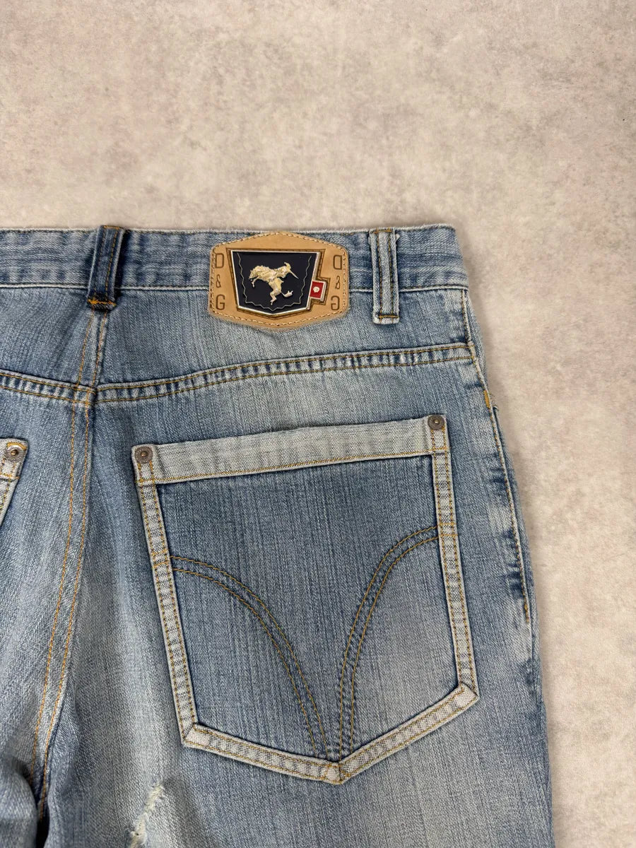 SS2006 Dolce & Gabbana Blue Distressed Contemporary Denim Jeans SZNbrIp 7