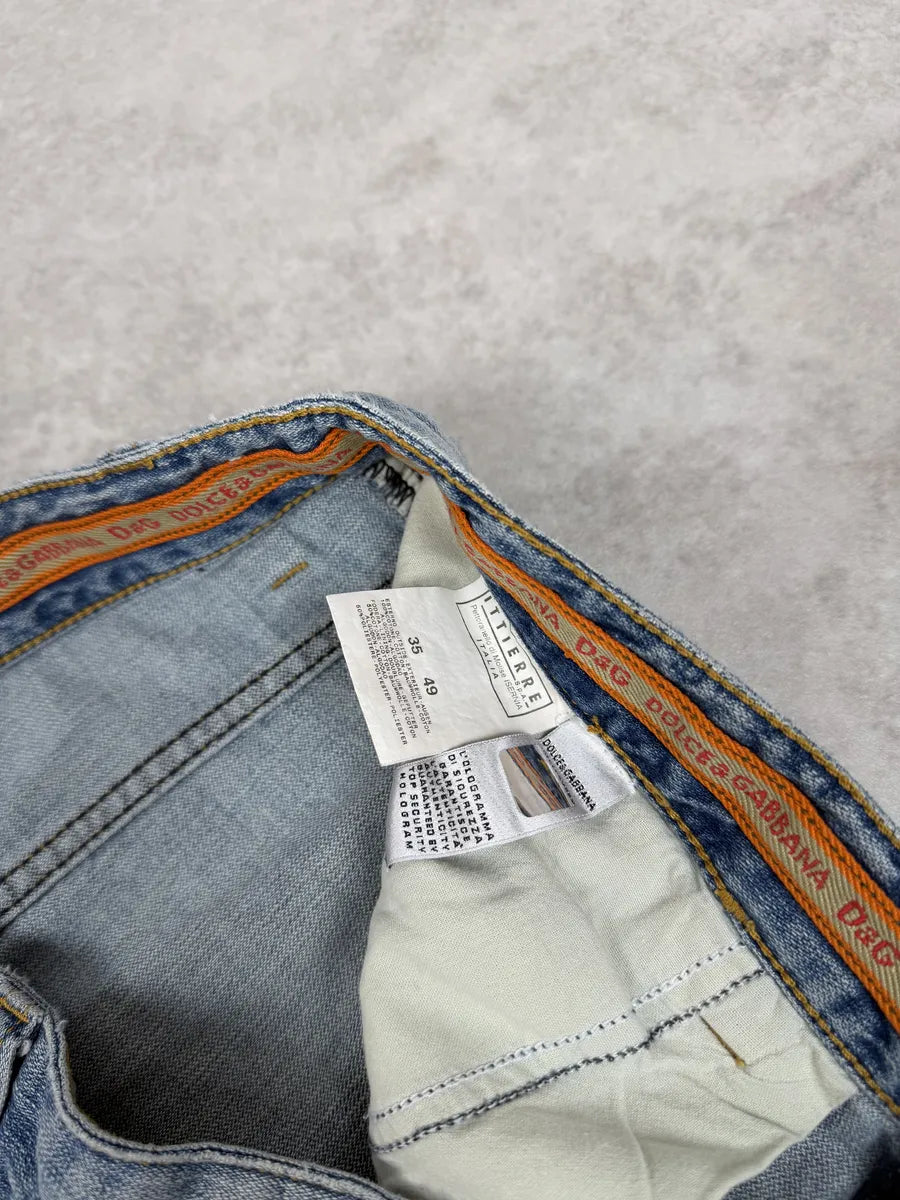 SS2006 Dolce & Gabbana Blue Distressed Contemporary Denim Jeans SZNbrIp 9