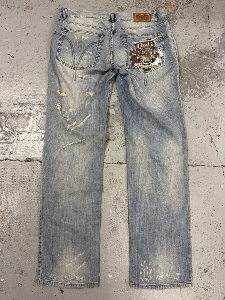 SS2006 Dolce & Gabbana Blue Distressed Denim Jeans UwewWyb 3