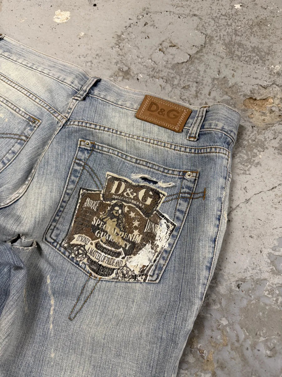 SS2006 Dolce & Gabbana Blue Distressed Denim Jeans UwewWyb 8
