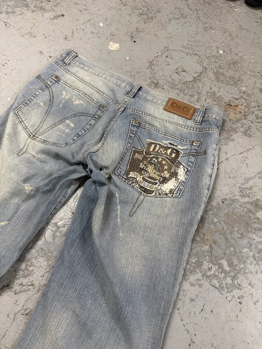 SS2006 Dolce & Gabbana Blue Distressed Denim Jeans UwewWyb 9
