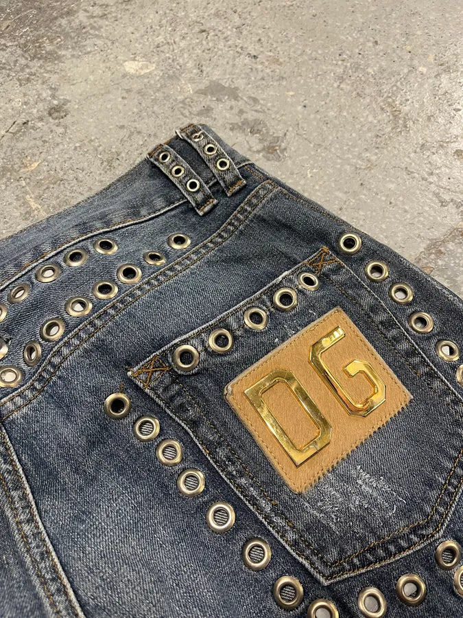 SS2006 Dolce & Gabbana Blue Eyled Denim Jeans (L) cCsWuah 11