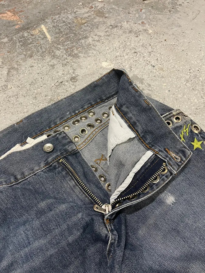 SS2006 Dolce & Gabbana Blue Eyled Denim Jeans (L) cCsWuah 12