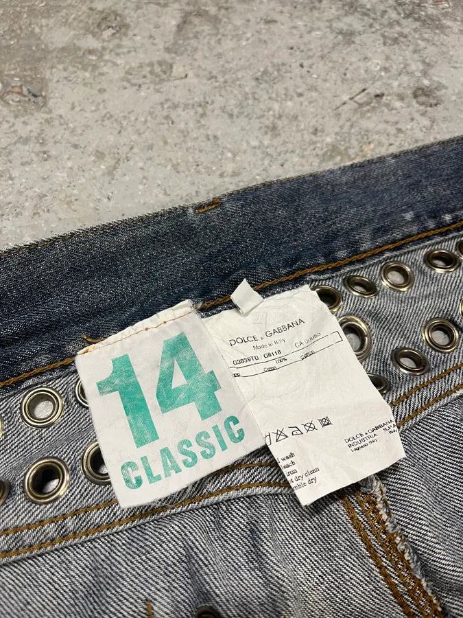 SS2006 Dolce & Gabbana Blue Eyled Denim Jeans (L) cCsWuah 13