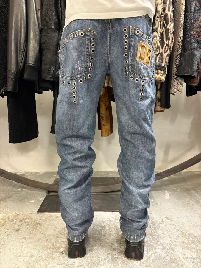 SS2006 Dolce & Gabbana Blue Eyled Denim Jeans (L) cCsWuah 4