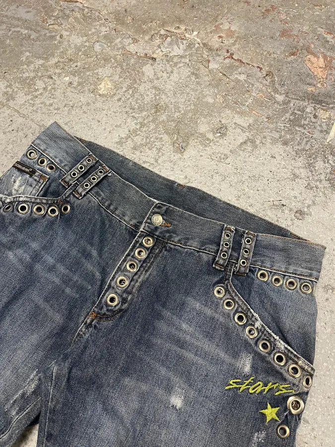SS2006 Dolce & Gabbana Blue Eyled Denim Jeans (L) cCsWuah 5