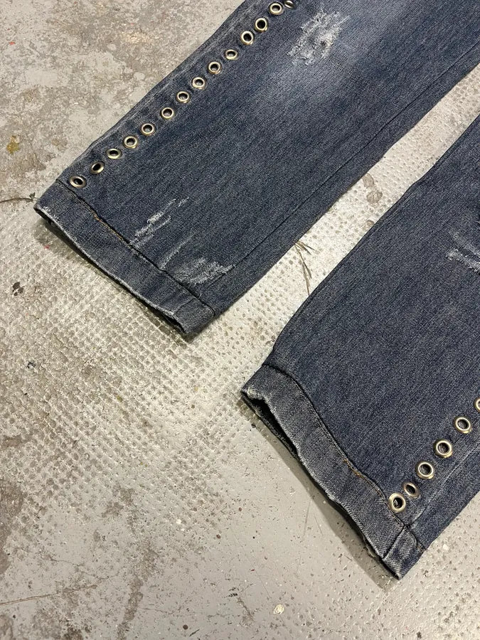 SS2006 Dolce & Gabbana Blue Eyled Denim Jeans (L) cCsWuah 8