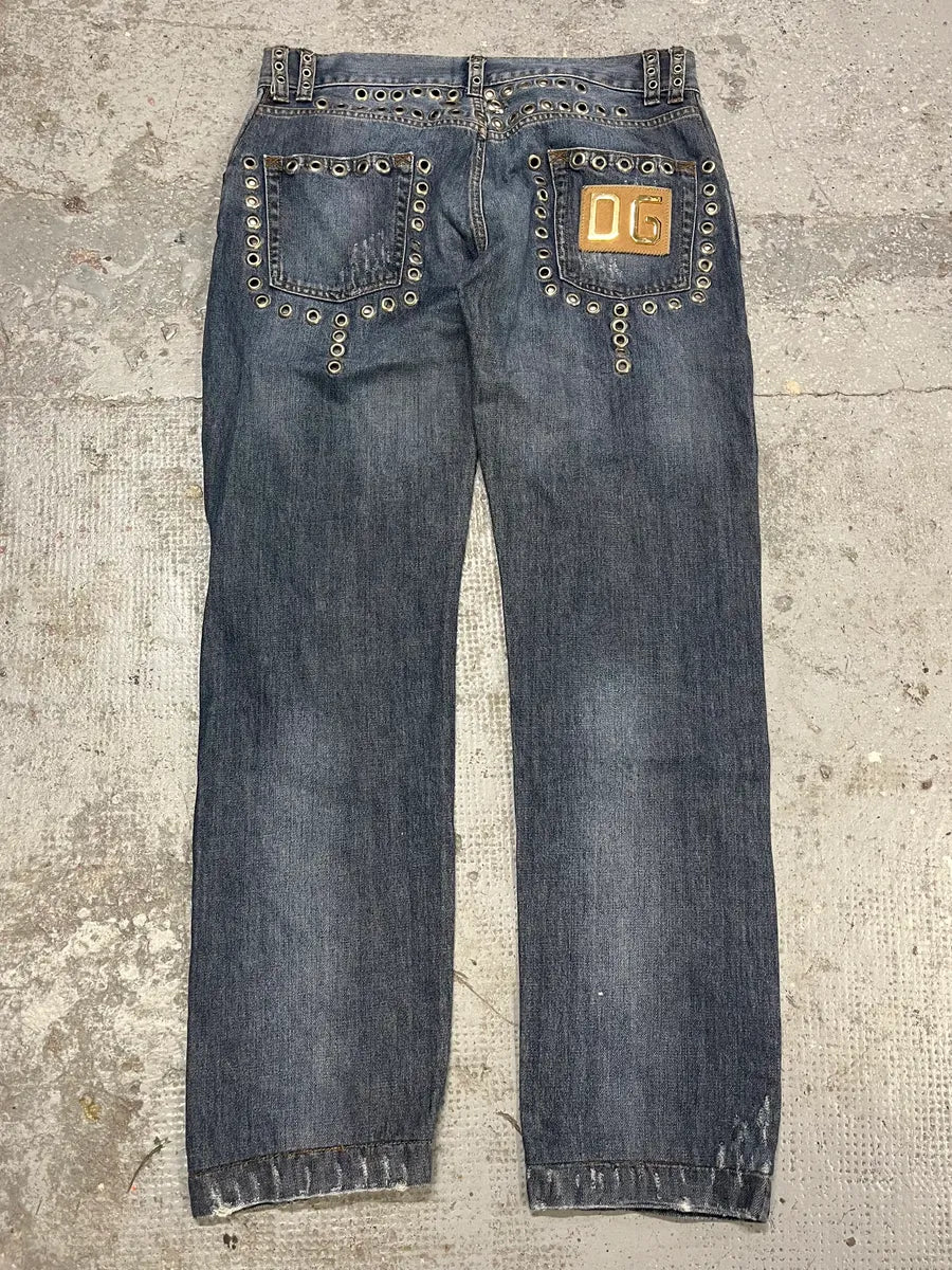 SS2006 Dolce & Gabbana Blue Eyled Denim Jeans (L) cCsWuah 9