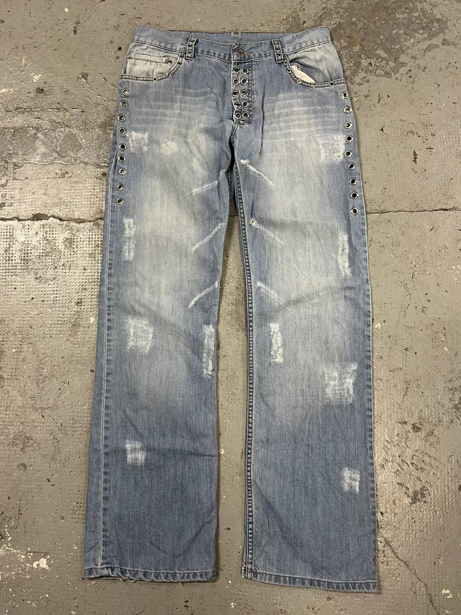 SS2006 Dolce & Gabbana Blue Eyled Denim Jeans qhDuocs 0