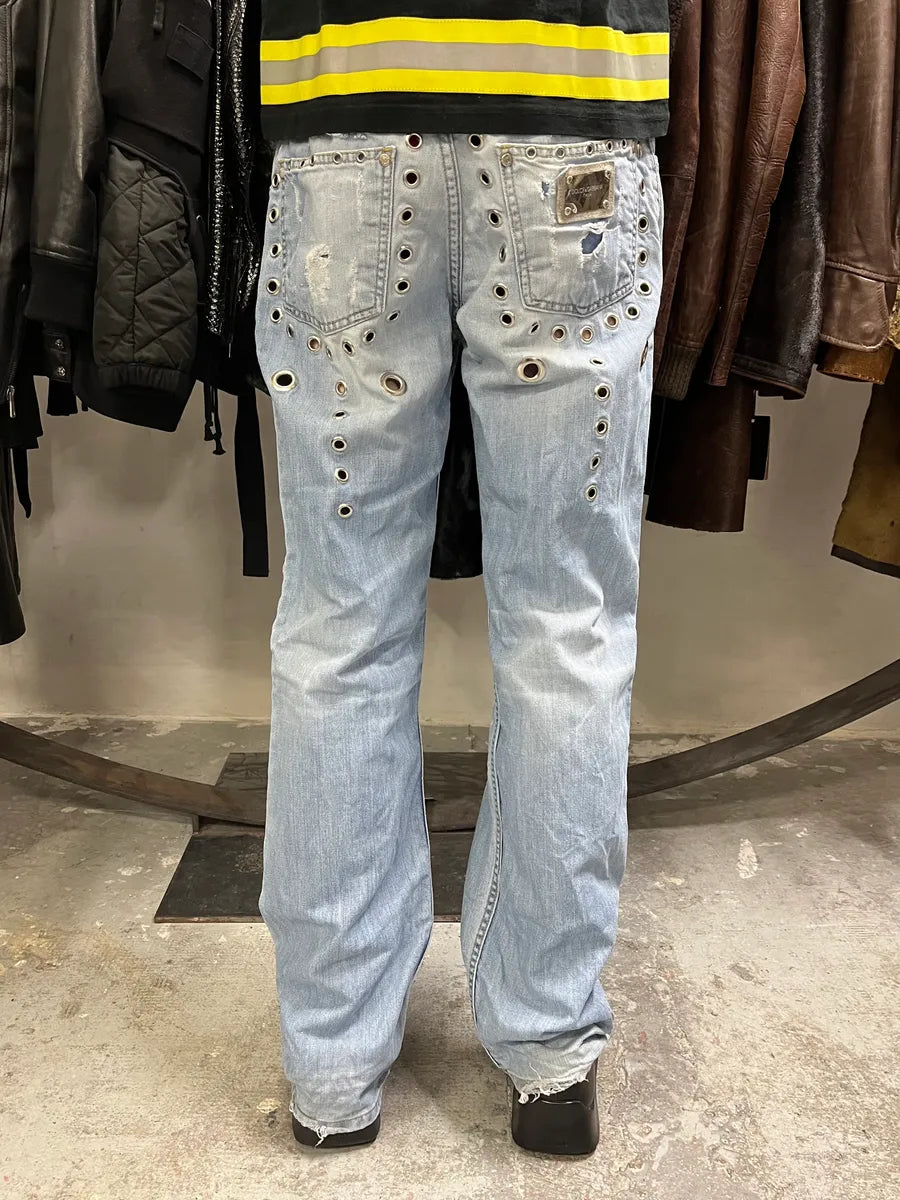 SS2006 Dolce & Gabbana Blue Eyled Denim Jeans qhDuocs 1