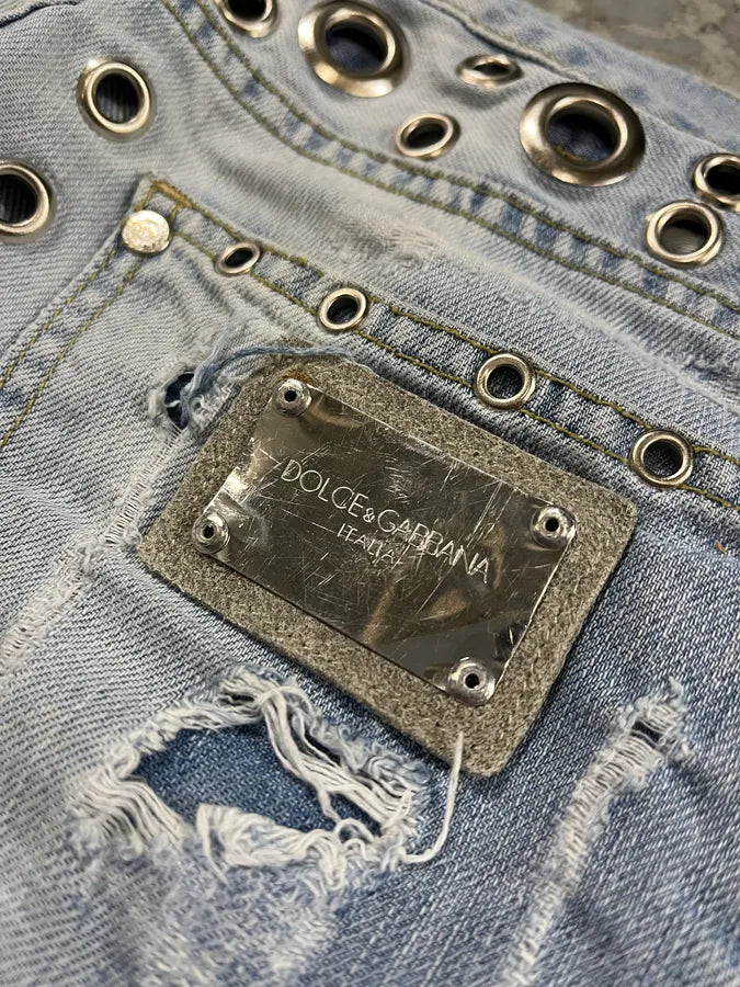 SS2006 Dolce & Gabbana Blue Eyled Denim Jeans qhDuocs 10