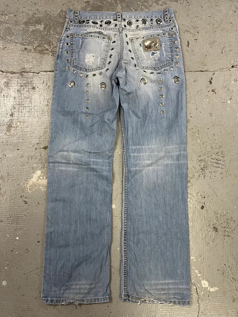 SS2006 Dolce & Gabbana Blue Eyled Denim Jeans qhDuocs 8