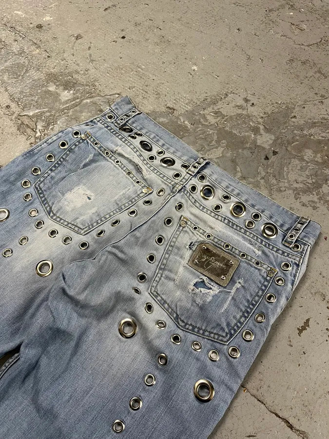 SS2006 Dolce & Gabbana Blue Eyled Denim Jeans qhDuocs 9
