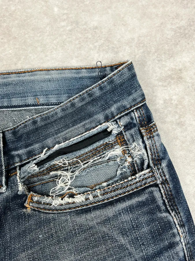 SS2006 Dolce & Gabbana Blue Faded Distressed Denim Jeans PVzPSUw 8