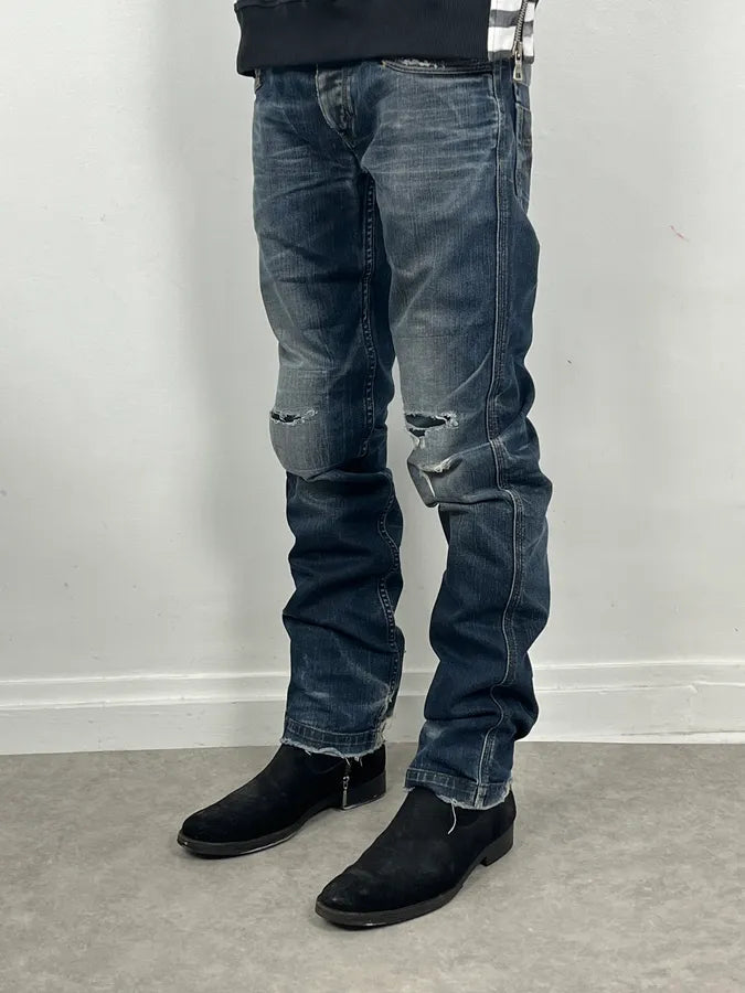SS2006 Dolce & Gabbana Blue Faded Distressed Denim Jeans PVzPSUw 2