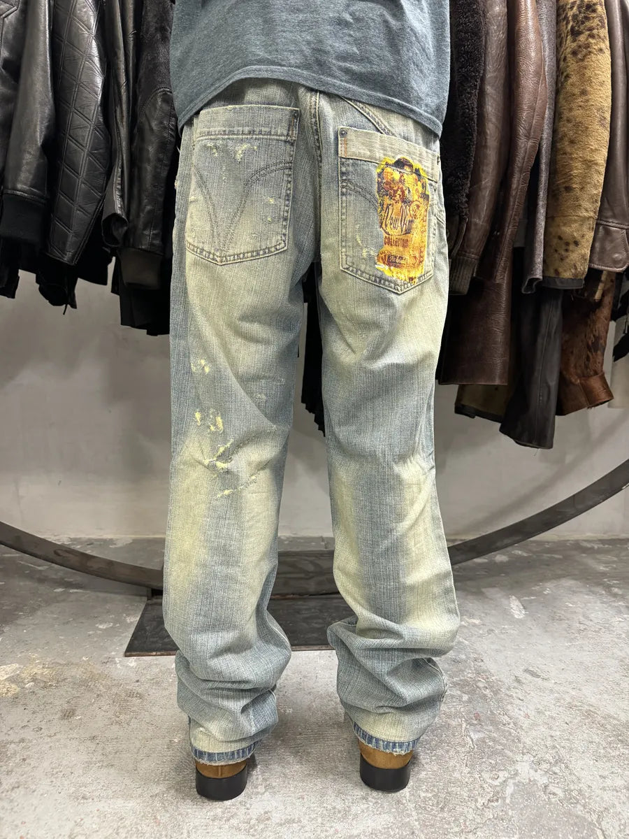 SS2006 Dolce & Gabbana Blue Faded Distressed Denim Jeans  (S/M) 0
