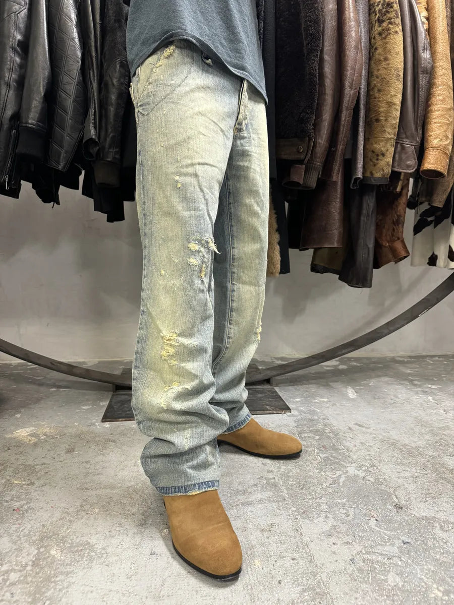 SS2006 Dolce & Gabbana Blue Faded Distressed Denim Jeans  (S/M) 1
