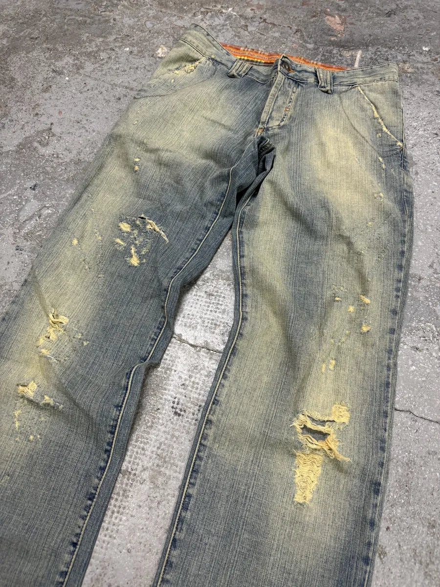 SS2006 Dolce & Gabbana Blue Faded Distressed Denim Jeans  (S/M) 11