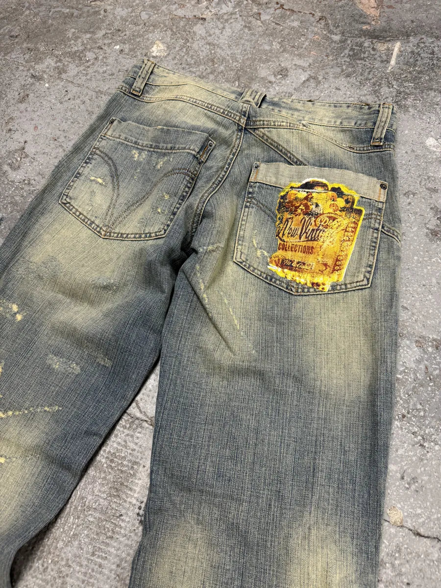 SS2006 Dolce & Gabbana Blue Faded Distressed Denim Jeans  (S/M) 4