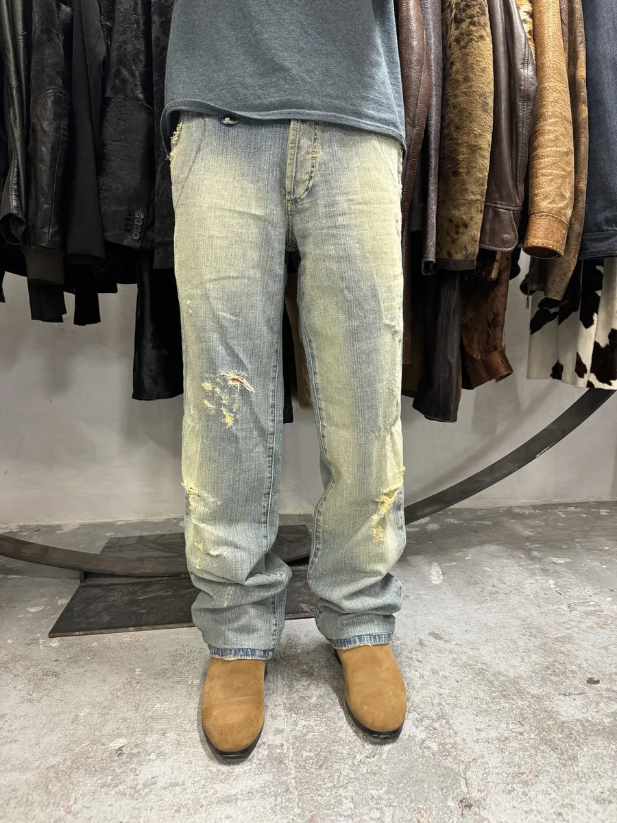 SS2006 Dolce & Gabbana Blue Faded Distressed Denim Jeans  (S/M) 5