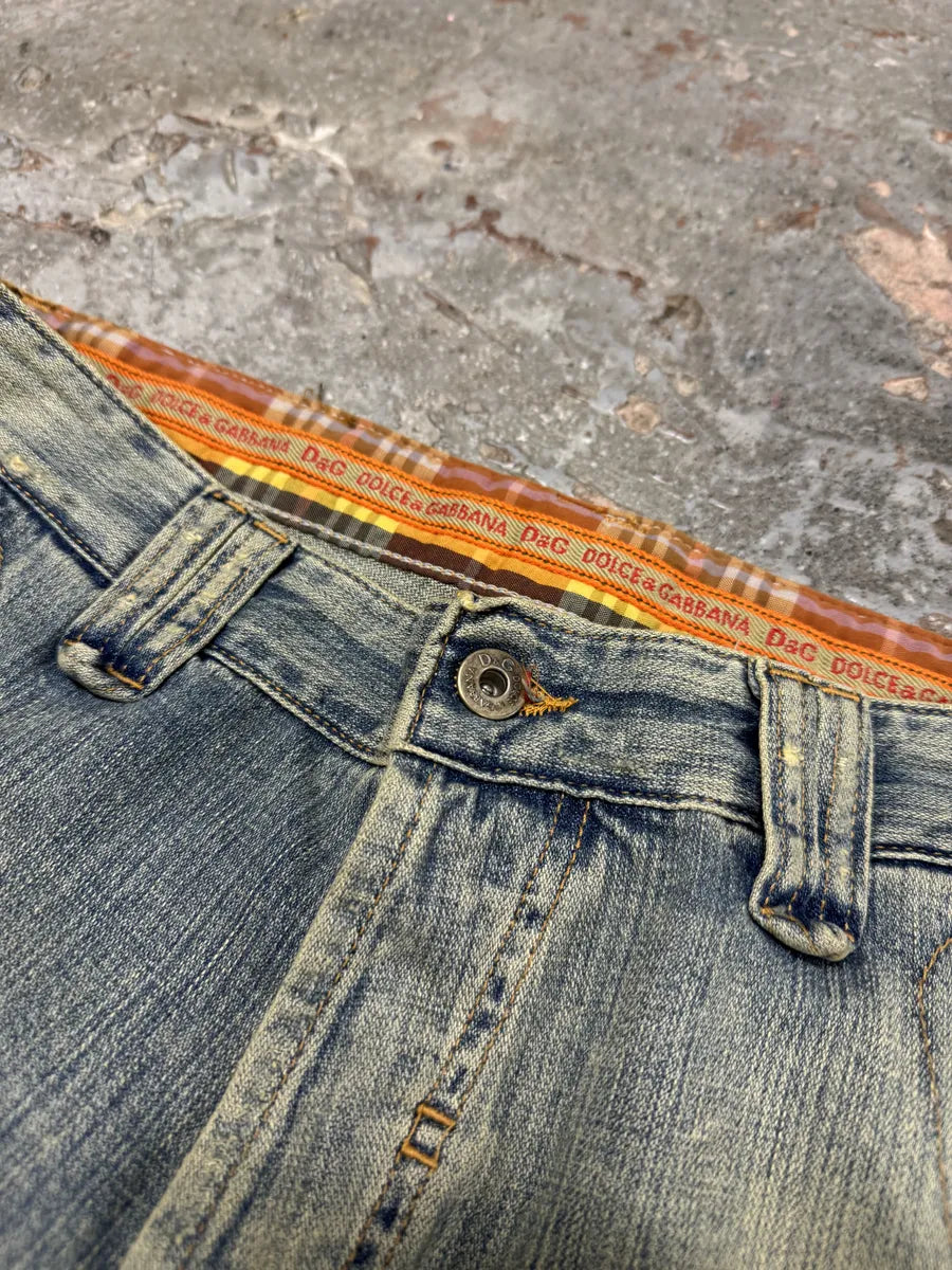SS2006 Dolce & Gabbana Blue Faded Distressed Denim Jeans  (S/M) 9
