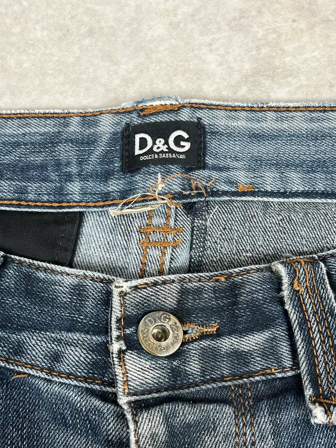 SS2006 Dolce & Gabbana Blue Faded Distressed Denim Jeans PVzPSUw 9