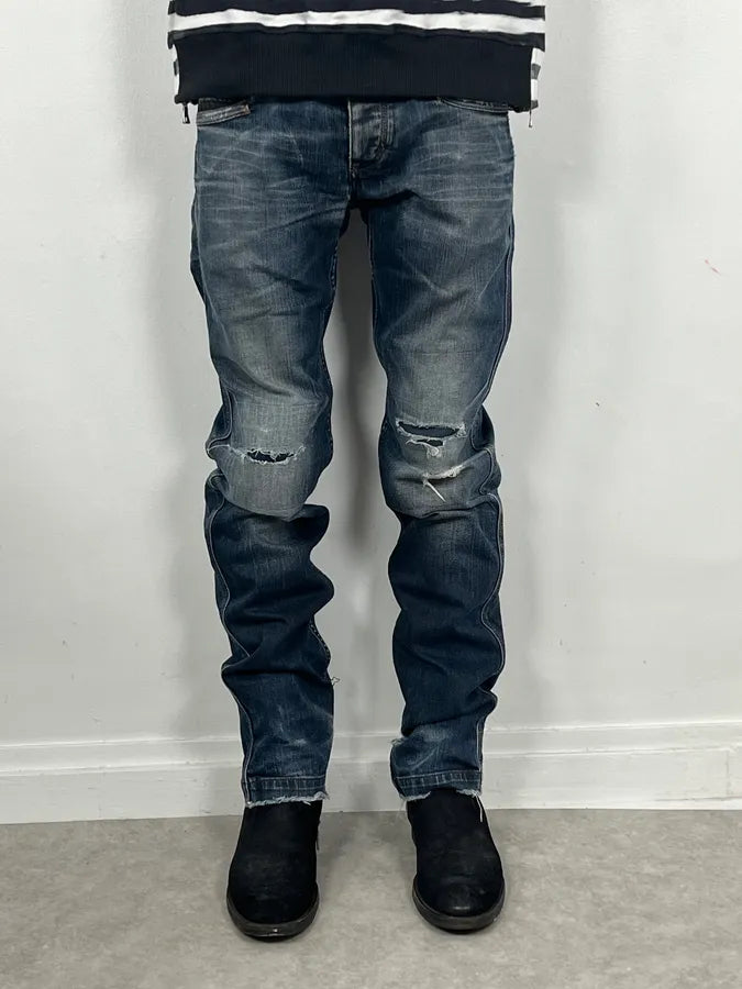 SS2006 Dolce & Gabbana Blue Faded Distressed Denim Jeans PVzPSUw 1