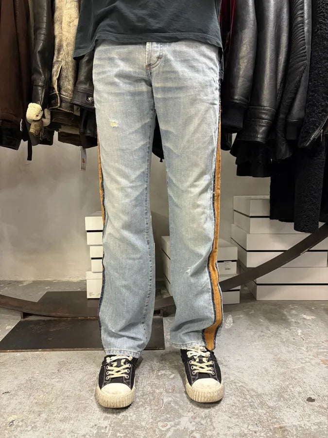 SS2006 Dolce & Gabbana Blue Hybrid Leather Denim Jeans oealadt 1