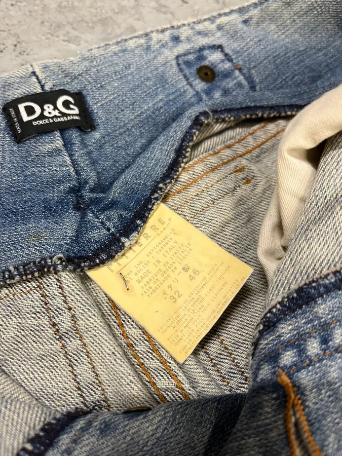 SS2006 Dolce & Gabbana Blue Hybrid Leather Denim Jeans oealadt 10