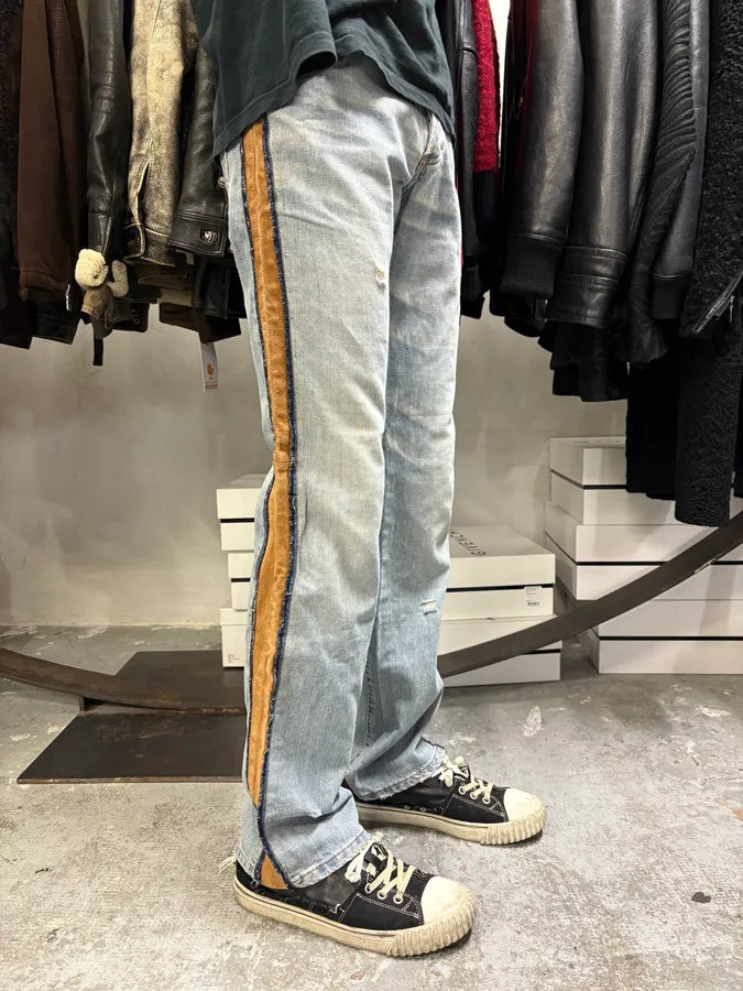 SS2006 Dolce & Gabbana Blue Hybrid Leather Denim Jeans oealadt 2
