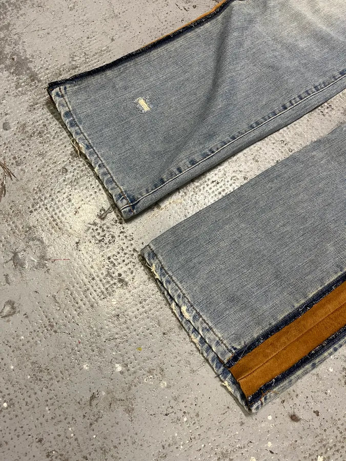 SS2006 Dolce & Gabbana Blue Hybrid Leather Denim Jeans oealadt 4