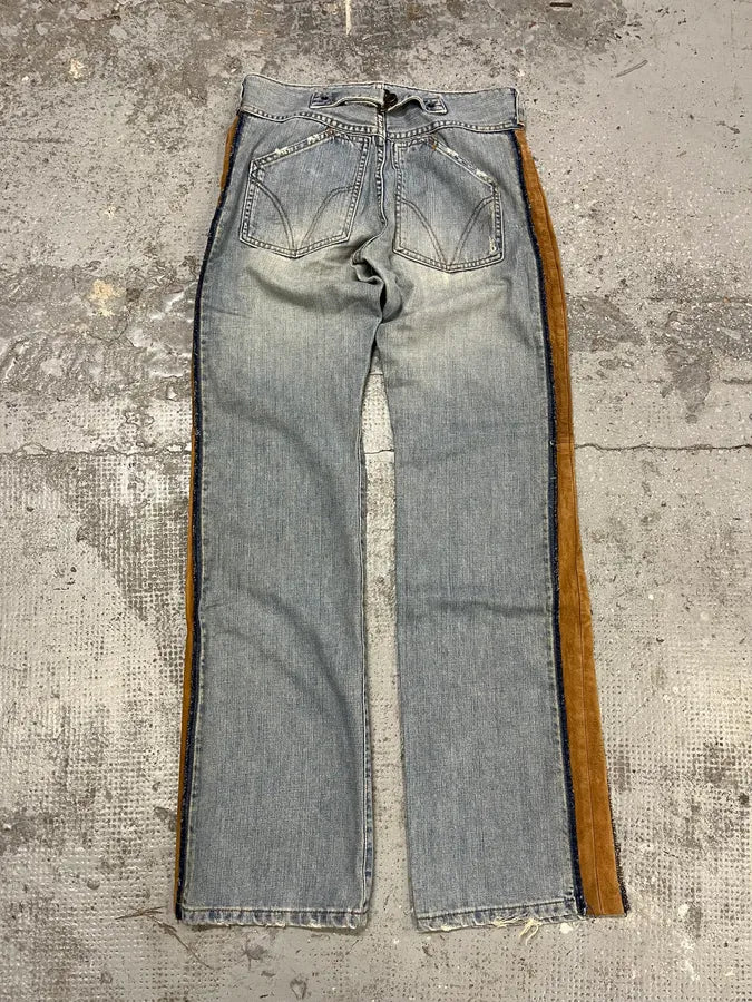 SS2006 Dolce & Gabbana Blue Hybrid Leather Denim Jeans oealadt 7