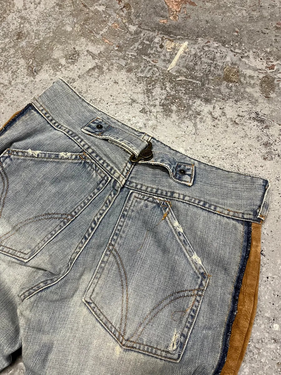 SS2006 Dolce & Gabbana Blue Hybrid Leather Denim Jeans oealadt 8