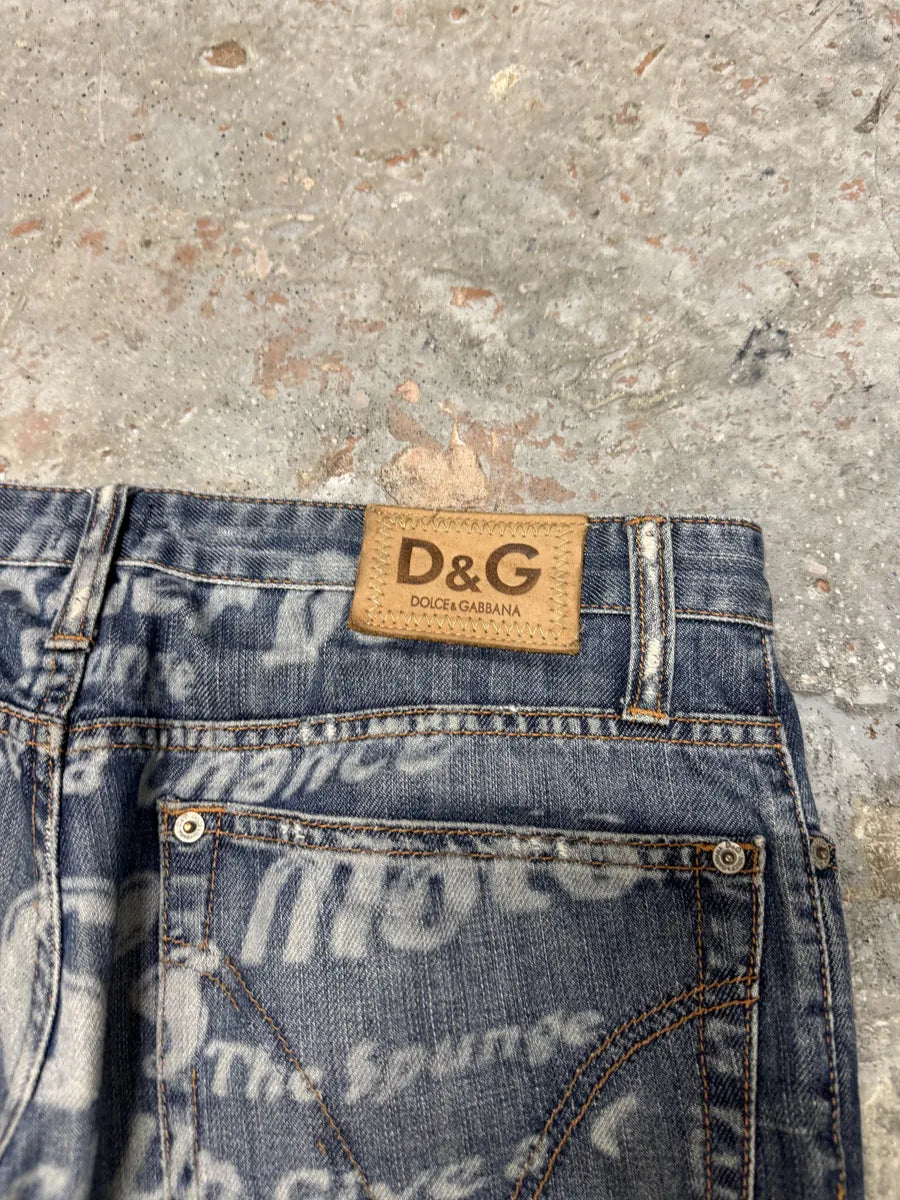 SS2006 Dolce & Gabbana Blue Poem Denim Jeans (L) JaWxAhJ 4